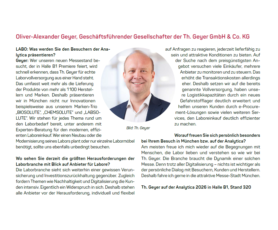 Oliver-Alexander Geyer, Geschäftsführender Gesellschafter der Th. Geyer GmbH & Co. KG