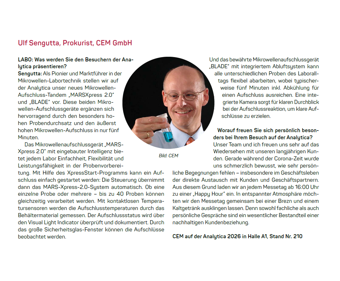 Ulf Sengutta, Prokurist, CEM GmbH