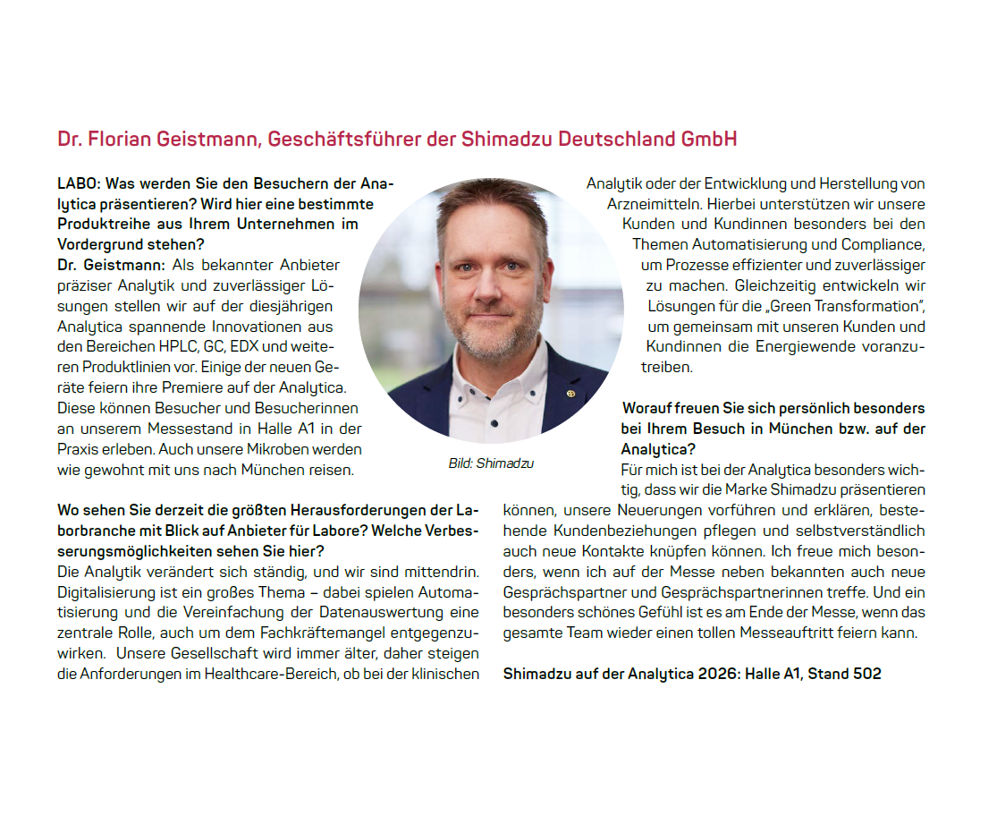 Dr. Florian Geistmann, Geschäftsführer Shimadzu GmbH