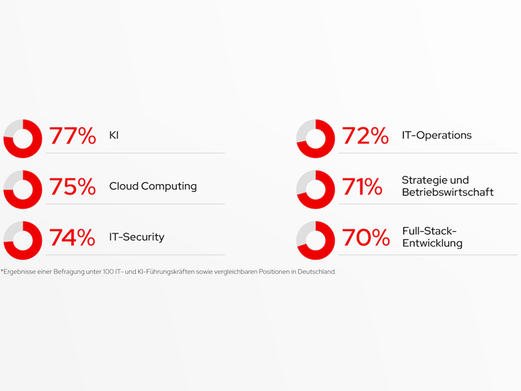 The biggest skills gaps in Germany from the perspective of IT and AI managers.