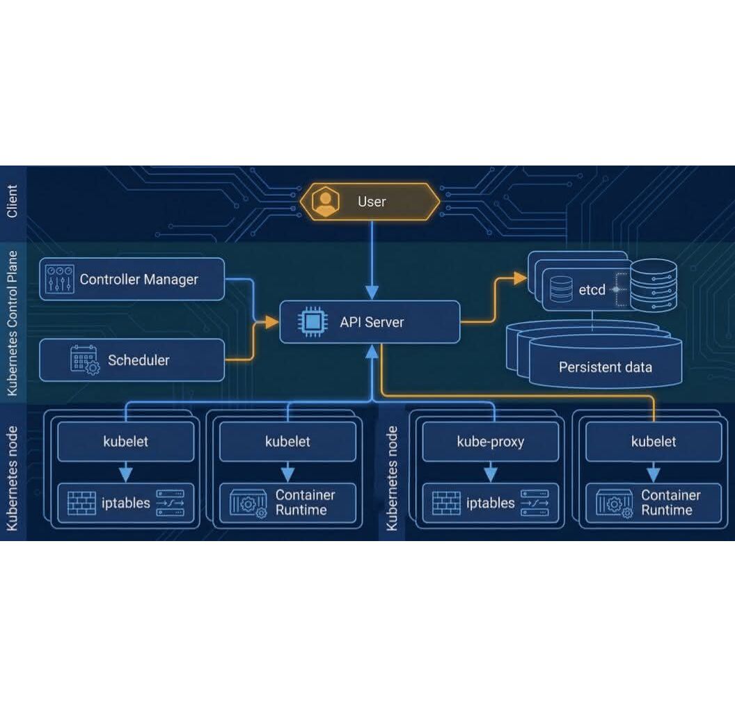 Bild 2: Architektur eines Kubernetes-Clusters, wobei die Interaktion zwischen der Control Plane und den einzelnen Worker-Knoten hervorgehoben ist. Bild 2: Architektur eines Kubernetes-Clusters, wobei die Interaktion zwischen der Control Plane und den einzelnen Worker-Knoten hervorgehoben ist.