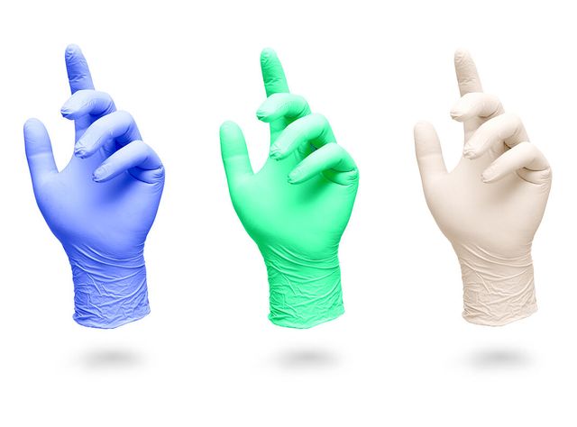 10 Tipps für den sicheren Laborhandschuh: Materialwahl, Passform, Durchbruchzeiten Neopren, Nitril und Latexhandschuh als Symbolbild: 10 Tipps für den sicheren Laborhandschuh - Materialwahl, Passform, Durchbruchzeiten