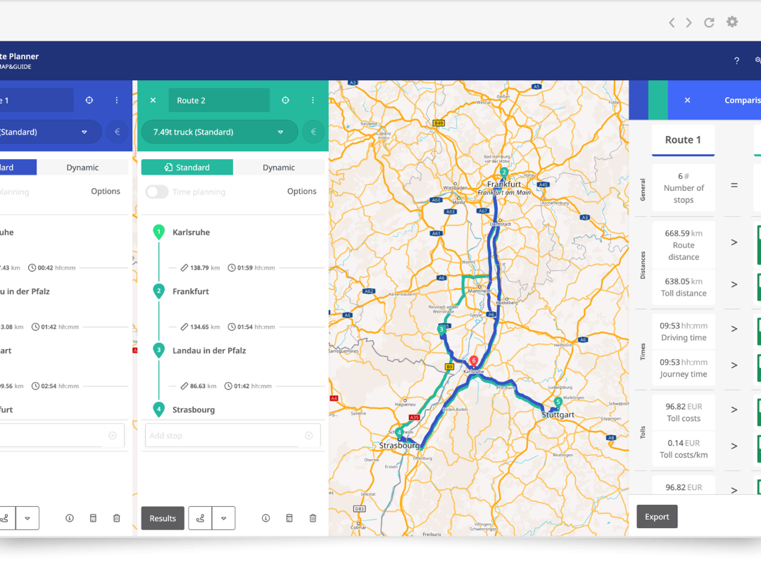 Logistics software: Route planning: New version of PTV Map&amp;Guide