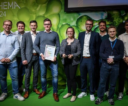 Bild von der Achema-Gründerpreis-Verleihung auf der Achema 2024