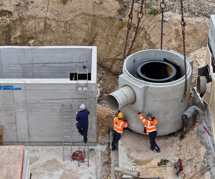 Einbau einer Hydroshark Sedimentationsanlage von 3p Technik