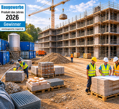 Blick auf eine geschäftige Baustelle