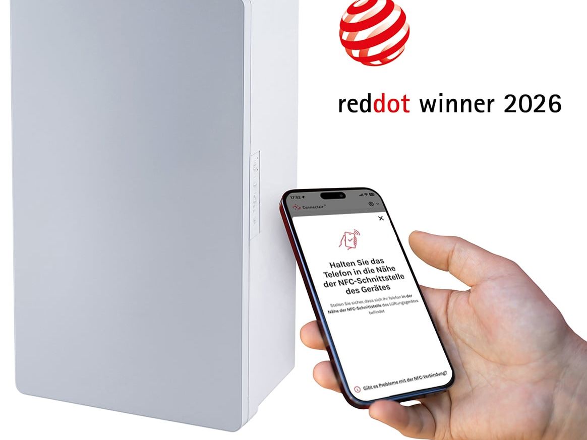 Dezentrales Lüftungsgerät von Pluggit erhält Red Dot Award