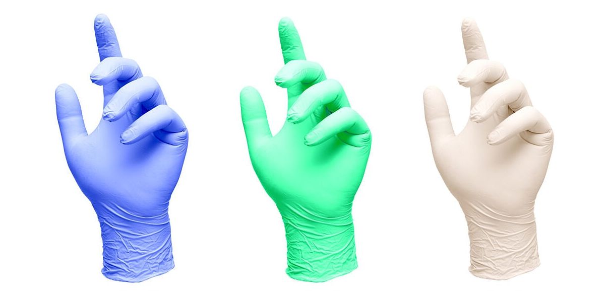 Neopren, Nitril und Latexhandschuh als Symbolbild: 10 Tipps für den sicheren Laborhandschuh - Materialwahl, Passform, Durchbruchzeiten