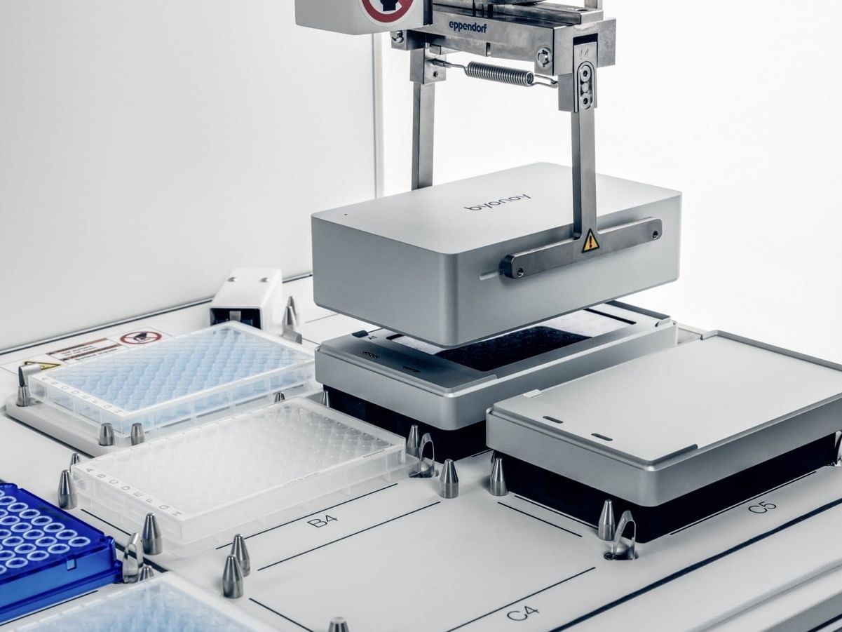 Mikrotiterplatten-Reader in Liquid Handling-System epMotion 5075t mit integriertem Byonoy Absorbance Reader