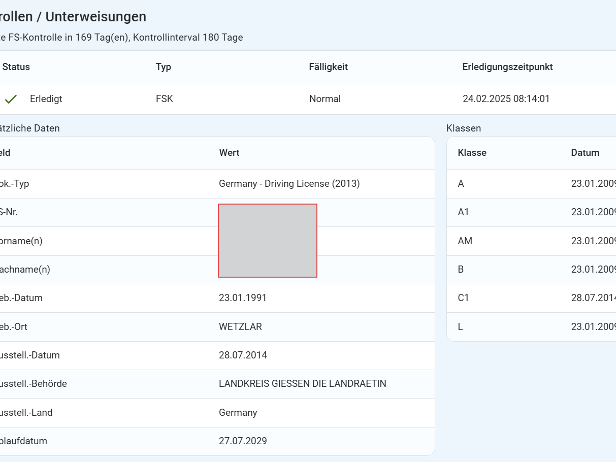 Fleet Hub Verify optimiert die digitale Führerscheinkontrolle Ein Ausschnitt der Menüpunkte von Fleet Hub Verify