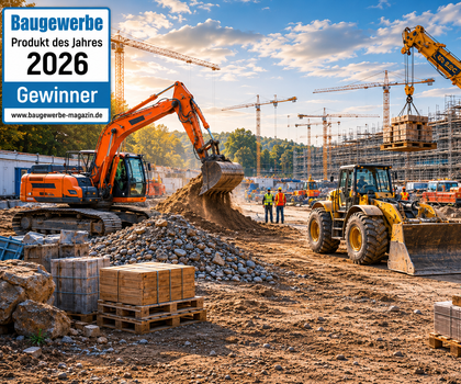 Baustelle Der Blick auf eine Baustelle, auf der viele Baumaschinen arbeiten