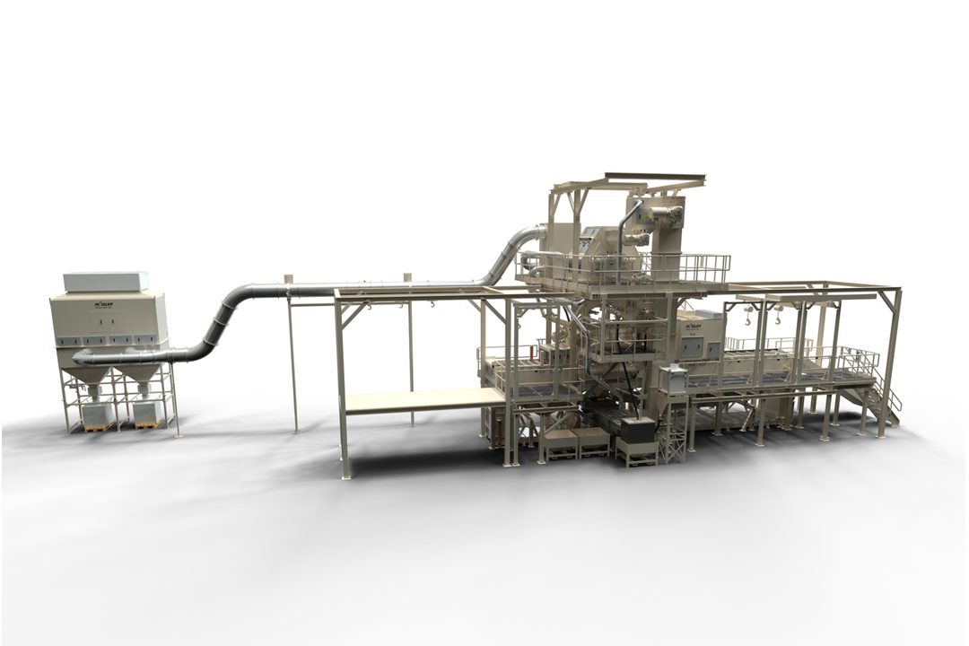 The RDGE1250-8-30-F wire belt continuous shot blasting machine in a special foundry design is equipped with a parts infeed and outfeed on the customer side.