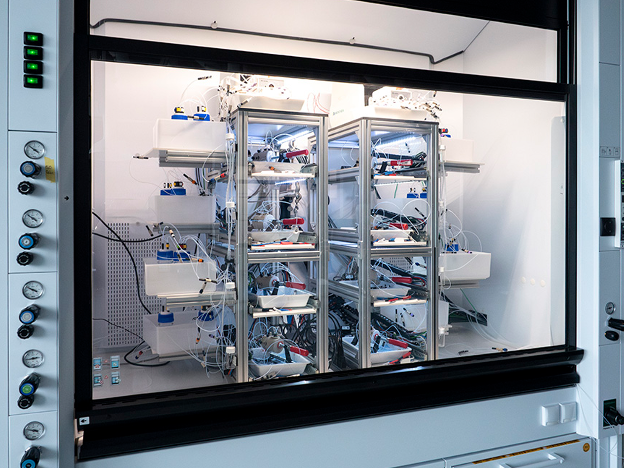 Dank dem Parallelreaktor für die CO₂-Elektrolyse im Empa-Labor «Materials for Energy Conversion» können die Forschenden die Leistung des Katalysators untersuchen.