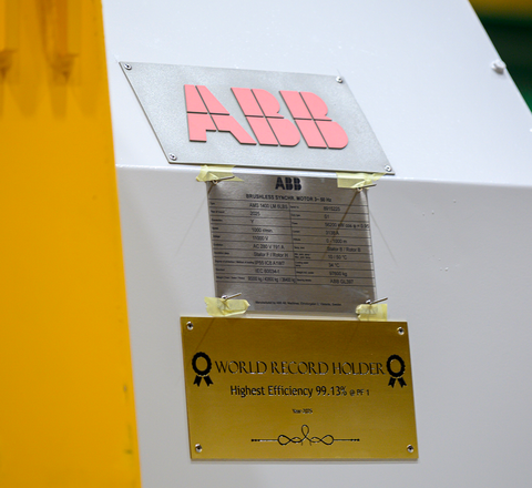 A motor developed for a steelworks in India achieved an efficiency of 99.13% in tests, surpassing the previous ABB record of 99.05%. A motor developed for a steelworks in India achieved an efficiency of 99.13% in tests, surpassing the previous ABB record of 99.05%.