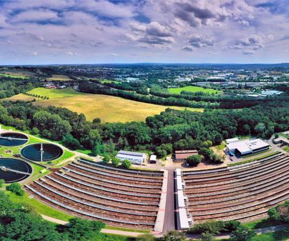Luftaufnahme der Kläranlage Aachen-Soers des Wasserverbandes Eifel-Rur