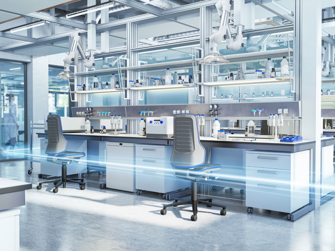 Sitzlösungen im Labor: Arbeitsstuhl TEXON von Bimos erfüllt technische Anforderungen zwischen Hygiene und ESD-Schutz Sitzlösungen im Labor: Arbeitsstuhl TEXON von Bimos erfüllt technische Anforderungen zwischen Hygiene und ESD-Schutz