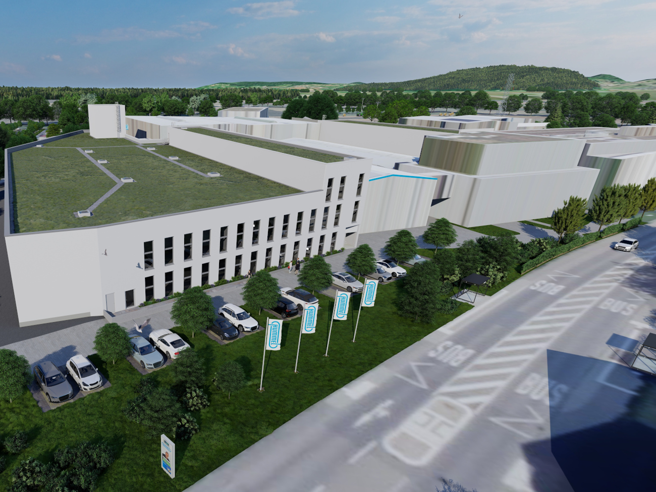 Hummel invests 35 million euros in the Denzlingen site: Building application submitted for plant expansion The Hummel plant expansion at the Denzlingen headquarters includes two new buildings as well as equipping the entire plant with a state-of-the-art fuel recovery and processing system.