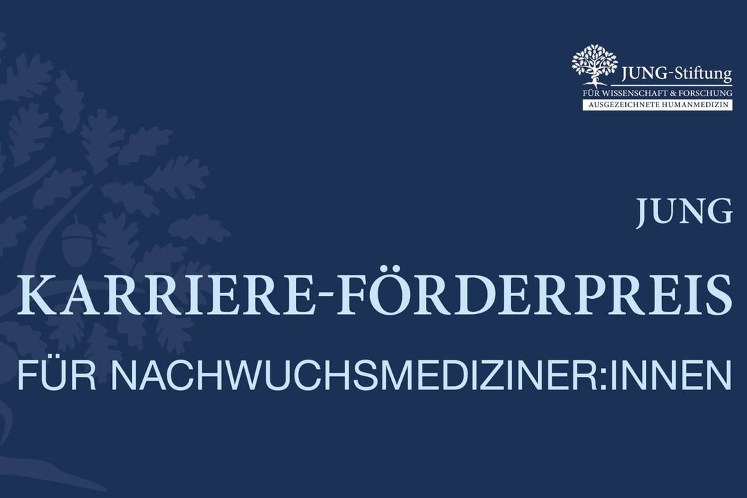 Jung Karriere-Förderpreis für Nachwuchsmediziner:innen Text (Preisname) und Logo der Jung-Stiftung