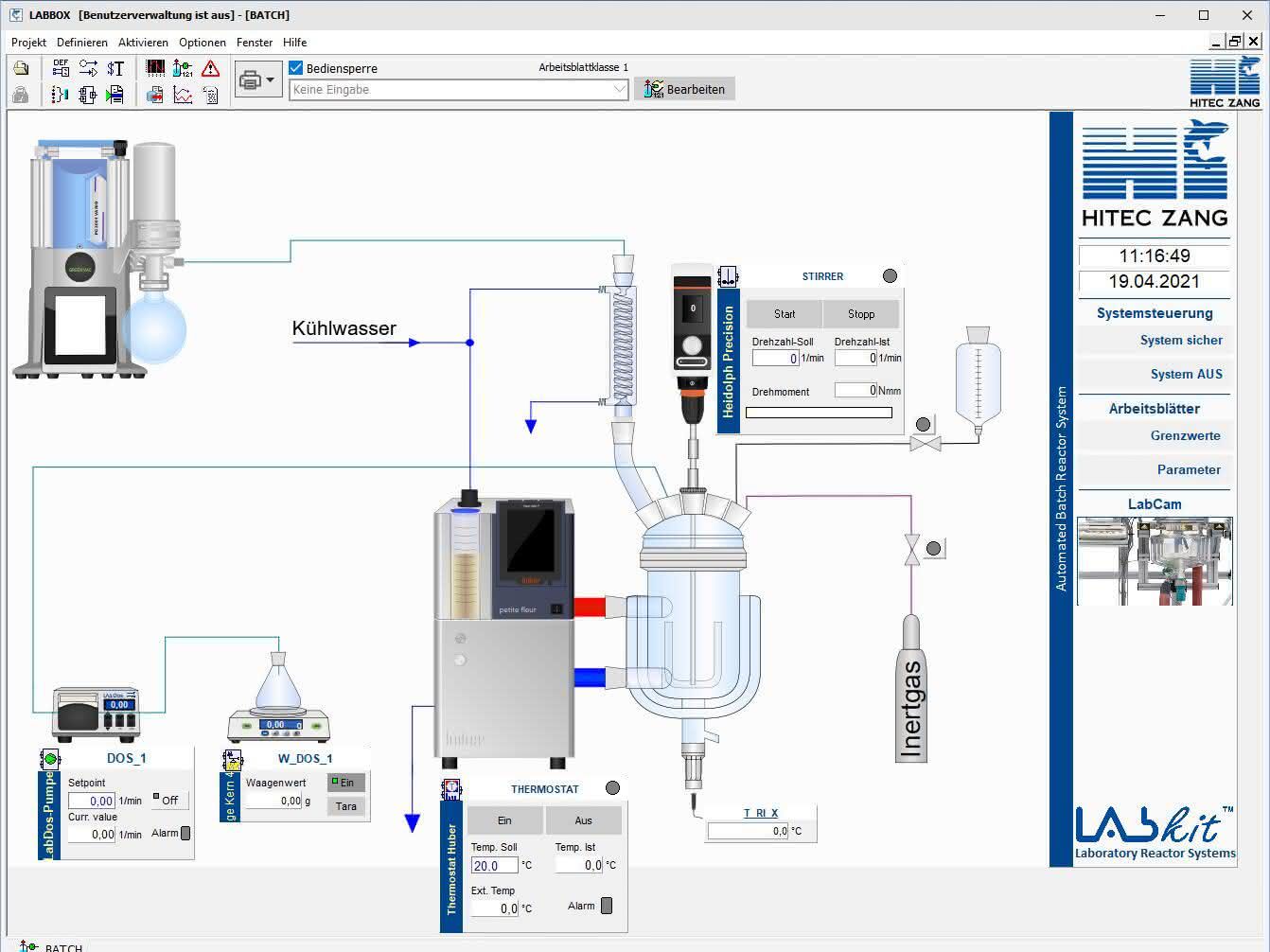 Experimente von Ferne steuern: Automatisierung als Sicherheitsaspekt Screenshot aus dem System Labbox