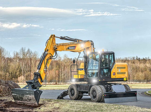 Sany launcht neuen Mobilbagger SY175W Der neue Mobilbagger beim Einsatz auf der Baustelle