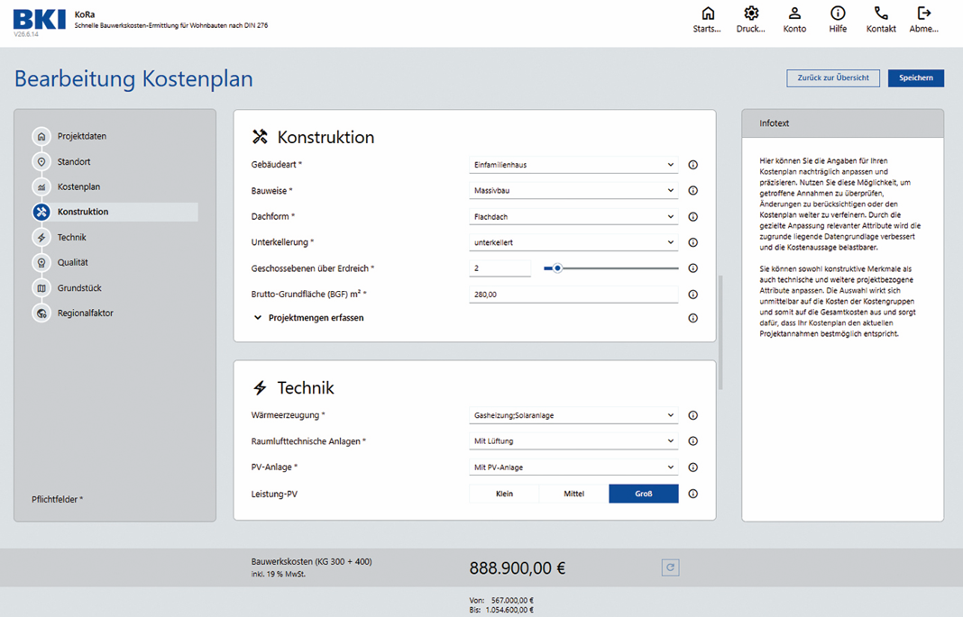 Neue BKI Web-Anwendung beschleunigt die Bauwerkskosten-Ermittlung