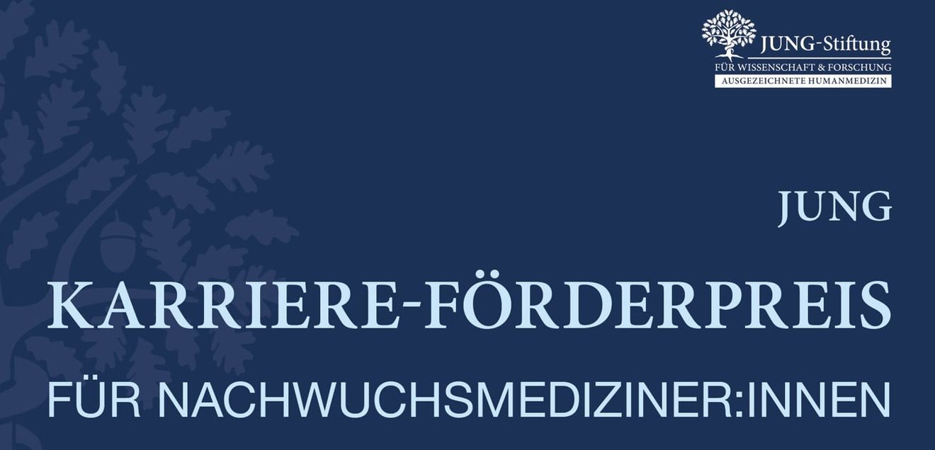 Jung Karriere-Förderpreis für Nachwuchsmediziner:innen Text (Preisname) und Logo der Jung-Stiftung