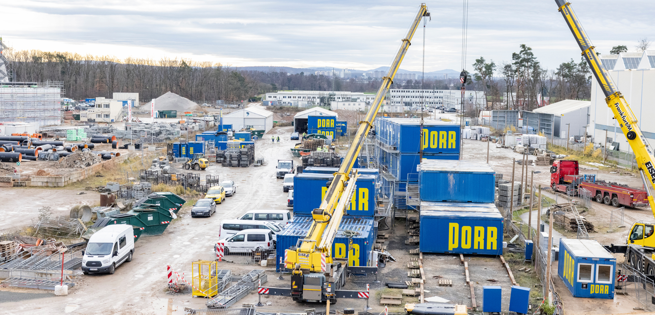 Der Blick auf die Baustelle des FAIRs