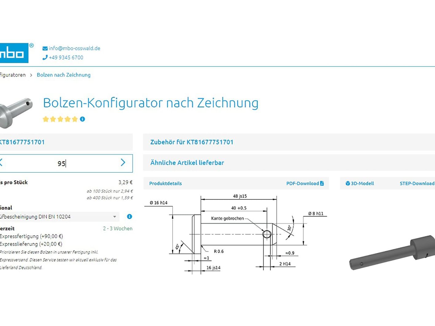 Online Bolzen-Konfigurator Online Bolzen-Konfigurator