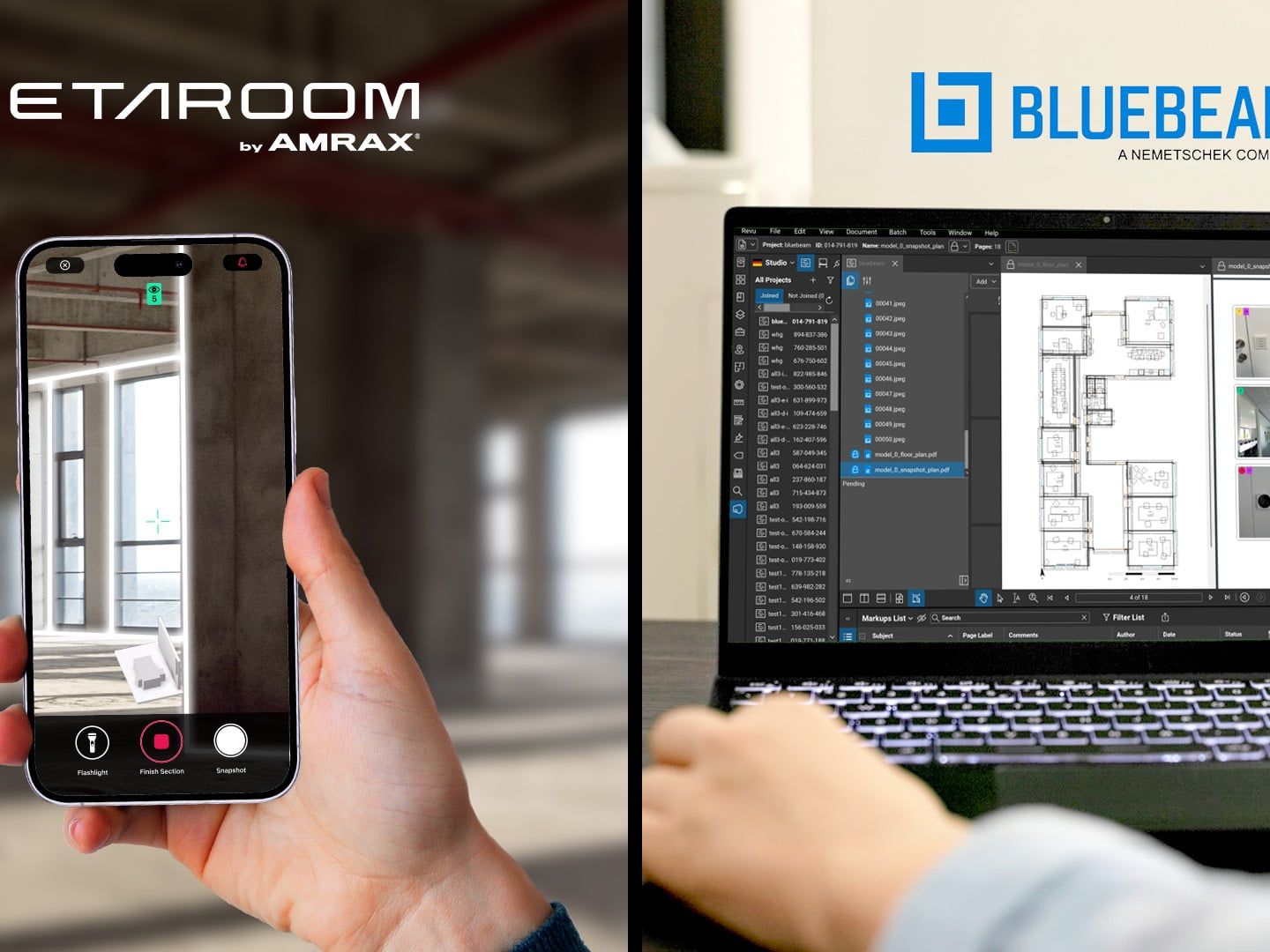 Scanbasierte Grundrisse direkt in PDF-Workflows integriert: Metaroom gibt Kooperation mit Bluebeam bekannt