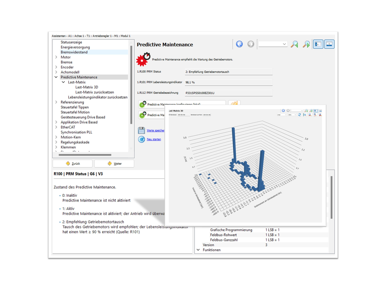 Predictive Maintenance in the Powertrain: Stöber Is Gradually Expanding Its Approach The drive controller software, including a 3D load matrix