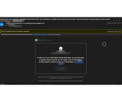 Example of a phishing e-mail in which the fraudsters pretend to be looking for a service provider for product sales. Example of a phishing e-mail in which the fraudsters pretend to be looking for a service provider for product sales.