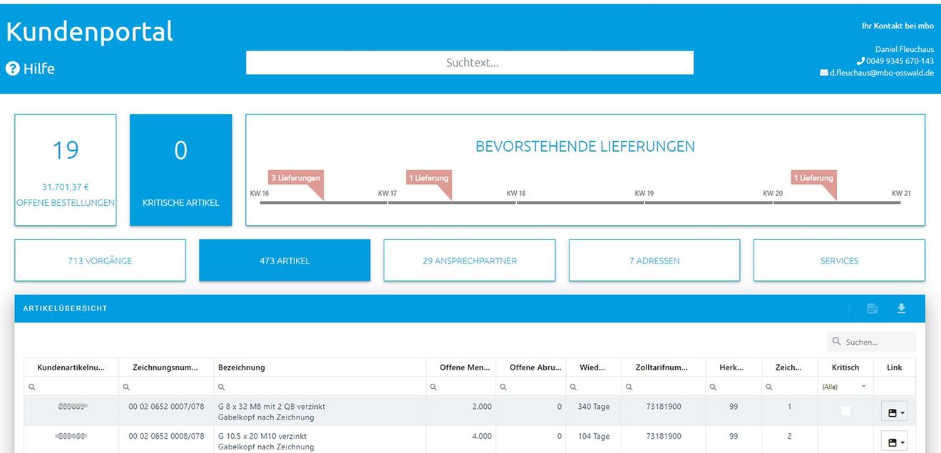 Customer portal: Express production of drawing parts