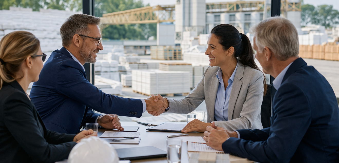 Manager im Büro Manager im Büro bei der Vertragsunterzeichnung