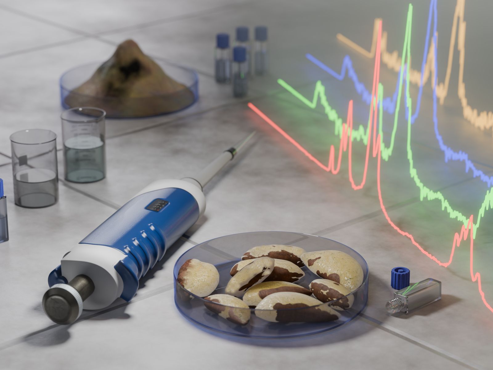 Paranüsse: Natürliche Selenquelle oder gesundheitliches Risiko? Mit spektroskopischen Methoden, wie der Laserfluoreszenzspektroskopie, lässt sich die chemische Bindungsform von Metallionen an verschiedene anorganische und organische Substanzen aus den Paranüssen und den Verdauungssäften des Körpers bestimmen.