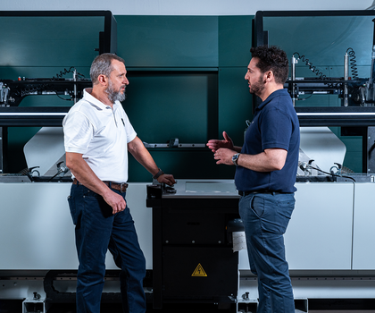 From left: Marco Fabbri, CTO of FOM Industrie and Michele Settepani, Lenze Italia From left: Marco Fabbri, CTO of FOM Industrie and Michele Settepani, Lenze Italia.