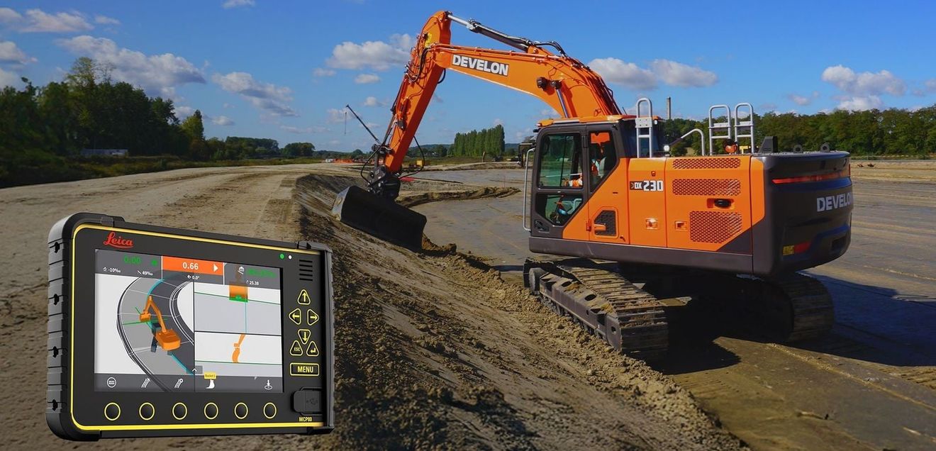 Zweifach gut: Bediener haben Zugriff auf die präzise 3DAutomatisierung von Leica Geosystems und profitieren gleichzeitig von den branchenführenden 2DTechnologien von Develon. Zweifach gut: Bediener haben Zugriff auf die präzise 3DAutomatisierung von Leica Geosystems und profitieren gleichzeitig von den branchenführenden 2DTechnologien von Develon.