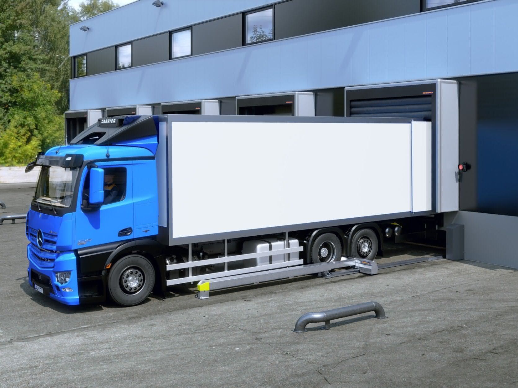 Rampen, Tore und Ladebrücken: Sicher verladen mit  neuem Radblockiersystem