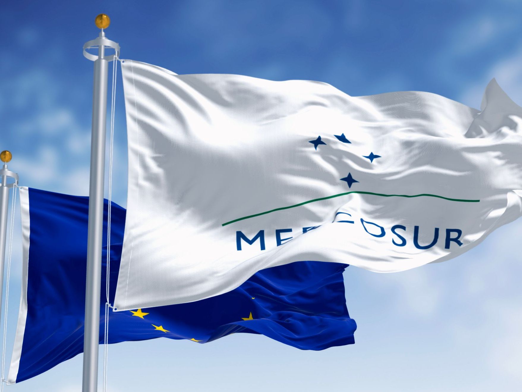 Reaktionen auf Mercosur-Abstimmung - Mercosur-Verzögerung: Scharfe Kritik von den Verbänden Symbolbild Mercosur-Flagge für Reaktionen auf Mercosur-Abstimmung - Mercosur-Verzögerung: Scharfe Kritik von den Verbänden
