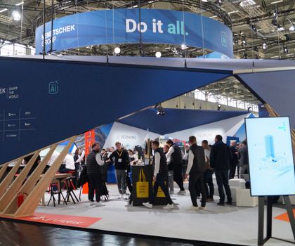 Der Stand von Nevaris auf der digitalBAU 2026. Der Stand von Nevaris auf der digitalBAU 2026, der zahlreiche Besucher anzog.