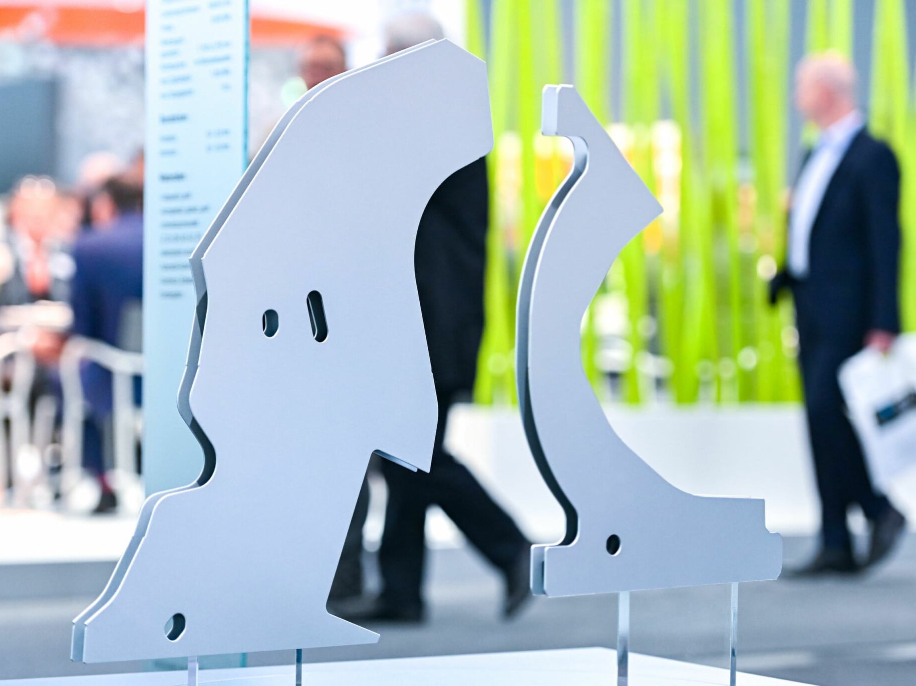 Formed metal pieces at the trade fair