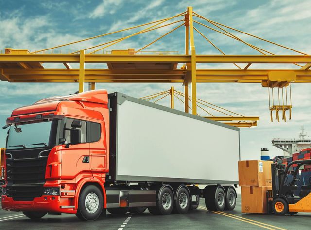 Trucks at the port terminal