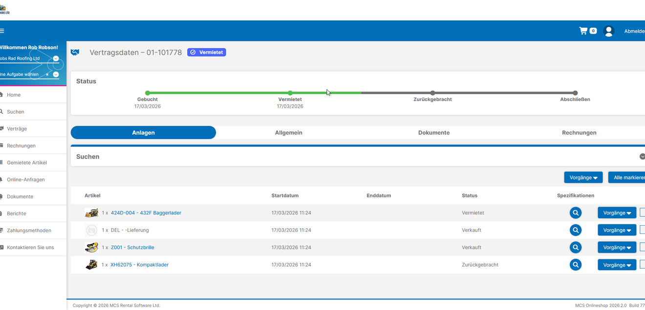 MCS Rental Software erweitert Kundenportal um neue Vertragsübersicht