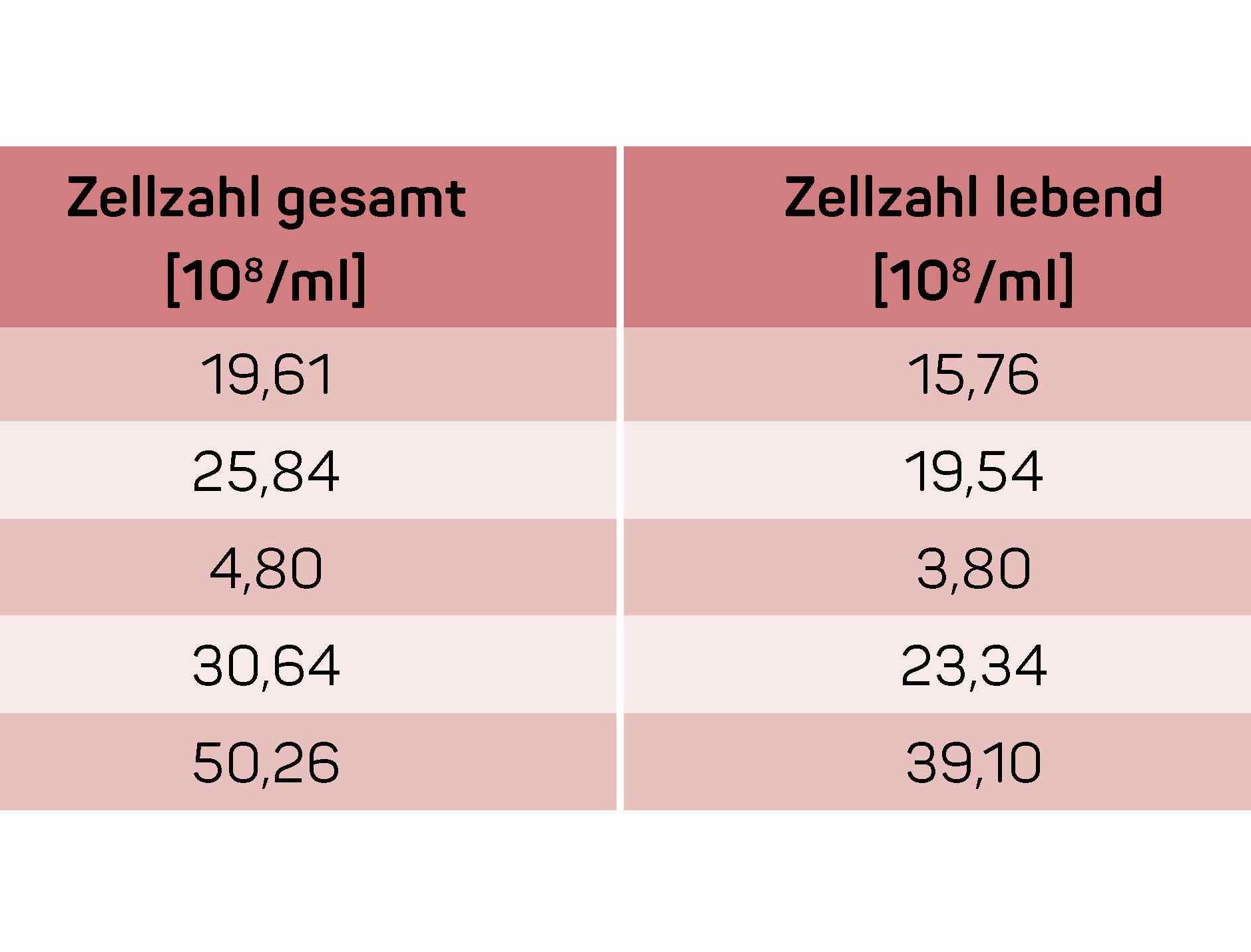 Tabelle Auszug aus einer Real-Time-qPCR-Analyse zur Quantifizierung der Nitrifikanten im Abwasser eines Klärwerks. Tabelle zeigt Auszug aus einer Real-Time-qPCR-Analyse zur Quantifizierung der Nitrifikanten im Abwasser eines Klärwerks