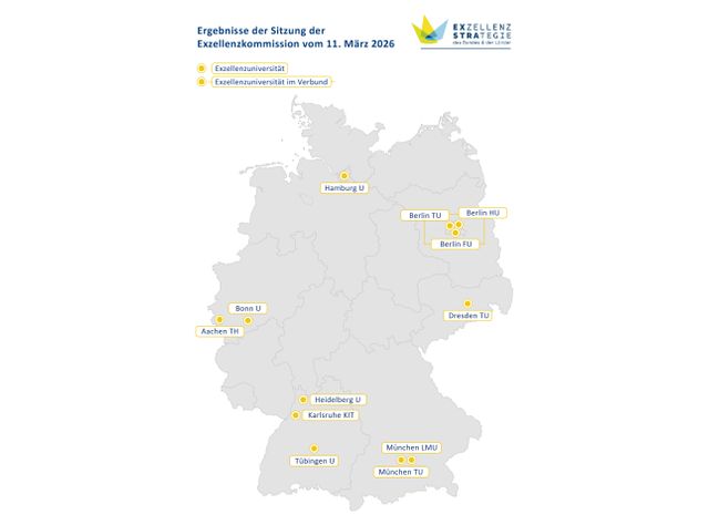 Überblickskarte: Diese zehn Exzellenzuniversitäten werden weitergefördert