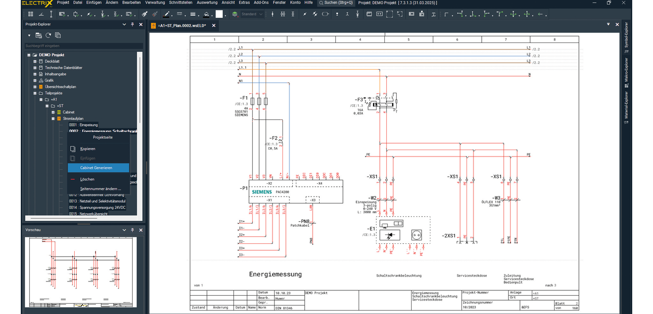 Dialog „Schaltschrank generieren“ in Electrix AI.