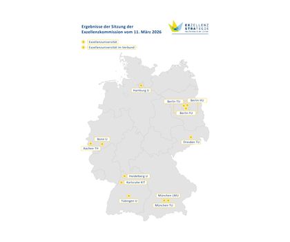 Überblickskarte: Diese zehn Exzellenzuniversitäten werden weitergefördert