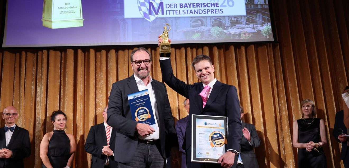 Auszeichnung: Safelog erhält Bayerischen Mittelstandspreis 2026 Auszeichnung: Safelog erhält Bayerischen Mittelstandspreis 2026
