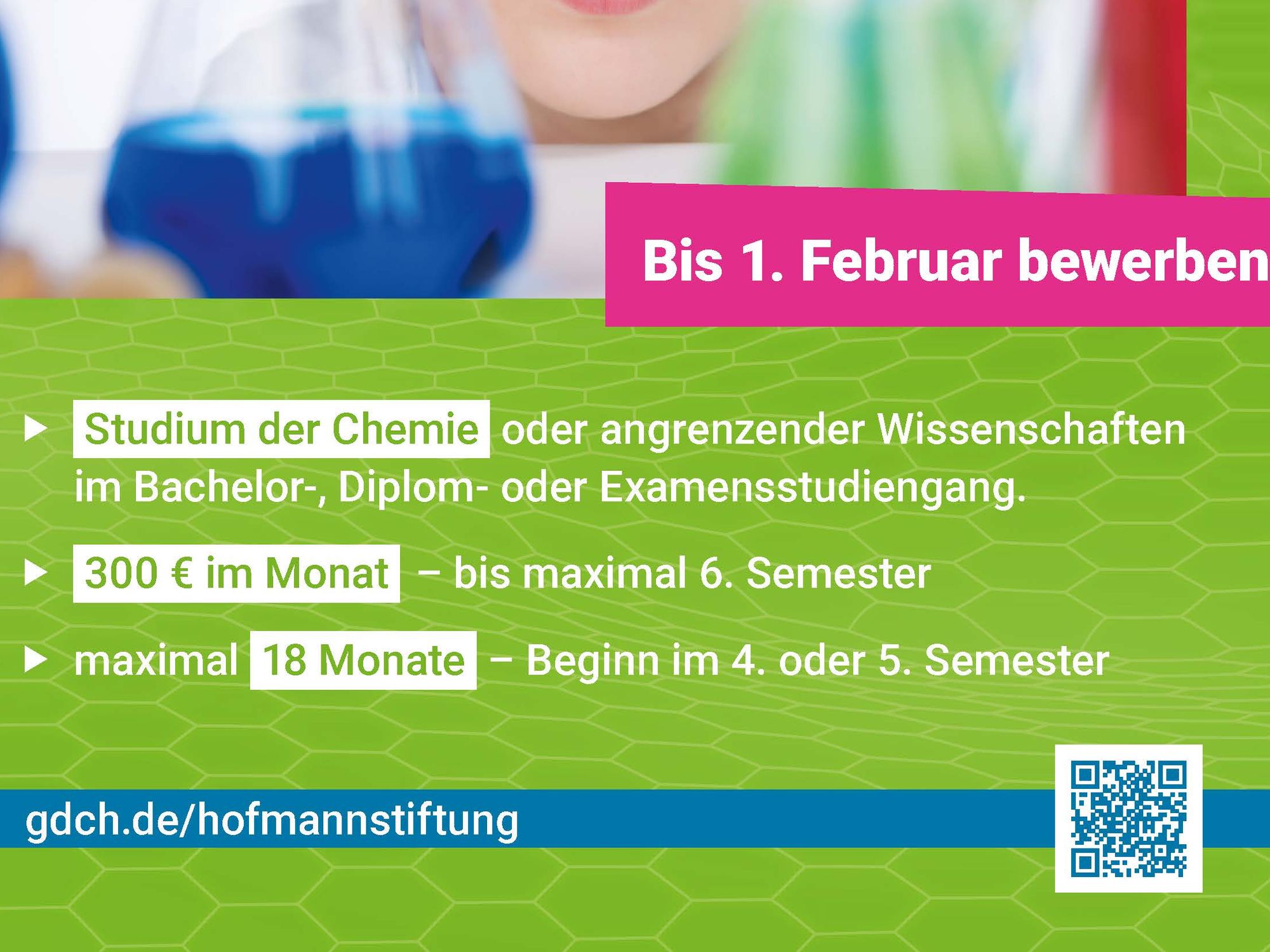 August-Wilhelm-von-Hofmann-Stipendien 2026 ausgeschrieben Poster zur Ausschreibung (Ausschnitt)