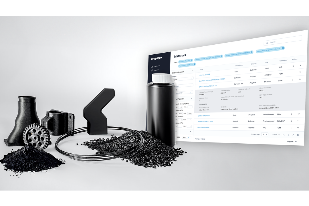 Materialrecherche-Plattform: Replique startet Material Hub für 3D-Druck Materialrecherche-Plattform: Replique startet Material Hub für 3D-Druck