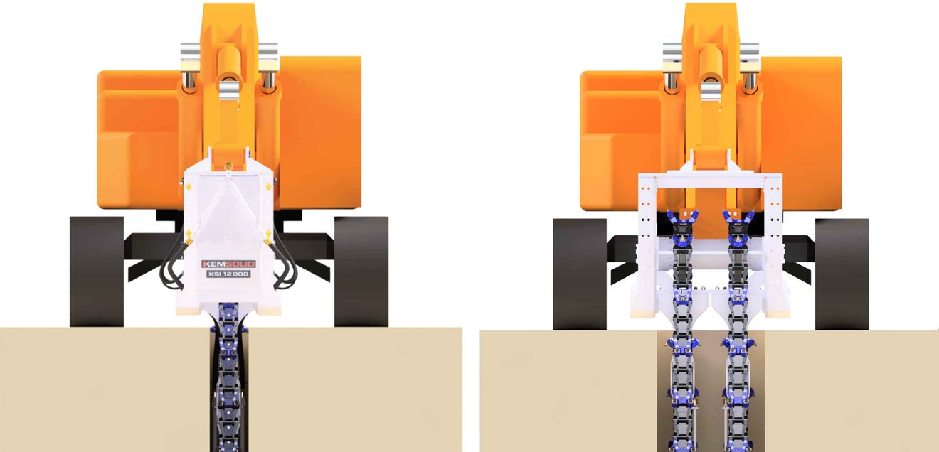 Kemroc und Kemsolid mit innovativen Lösungen Schematische Darstellung der Arbeitsweise der Mischfräse KSI 12000 von Kemroc